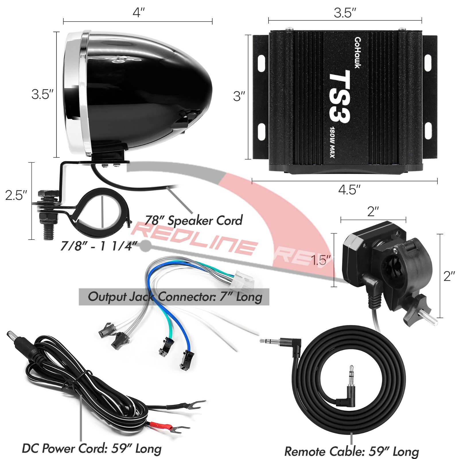 Waterproof Bluetooth Motorcycle ATV 4 Wheeler Audio Stereo Speakers System Radio