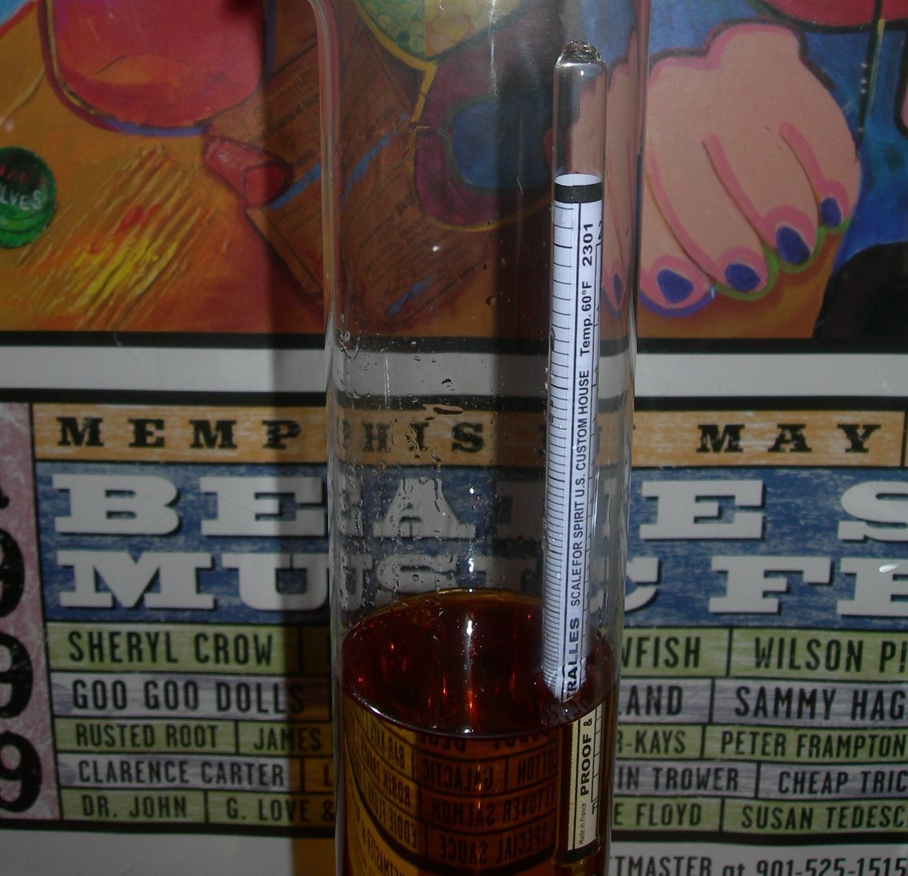 PROOF & TRALLE % ALCOHOL HYDROMETER for MOONSHINE STILL and DISTILLED SPIRITS