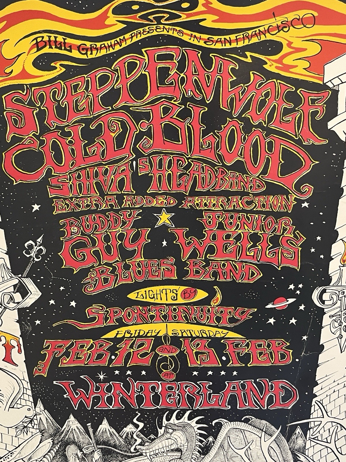 FLEETWOOD MAC STEPPENWOLF FILLMORE concert poster 1970 BILL GRAHAM 21x28 BG270