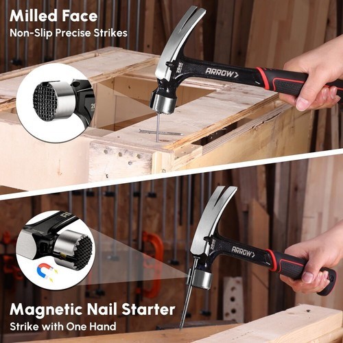 ARROW 20 oz Straight Claw Hammer Side Nail Puller Rip Claw Hammer Heavy Duty New