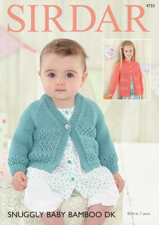 Sirdar Knitting Pattern - Snuggly Baby Bamboo DK, Cardigans 4733
