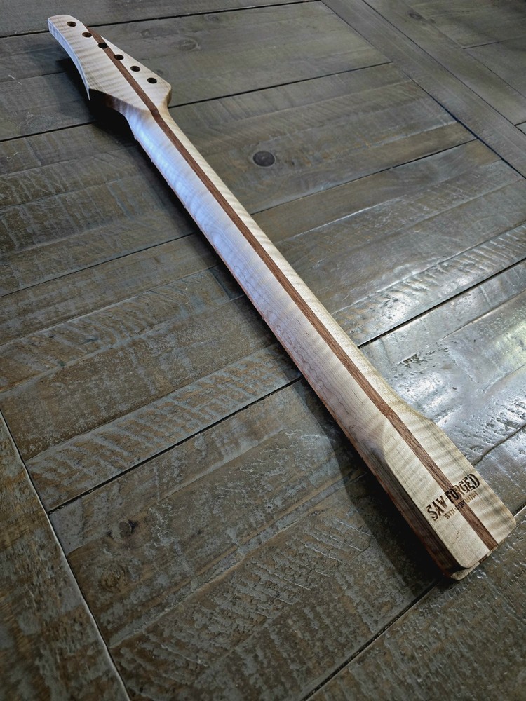 Guitar Neck, Cherry on Flame Maple and Sapele