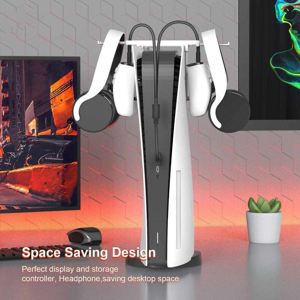 Controller Storage Holder Headset Organize Bracket+Charging Cable for PS5 PS VR2