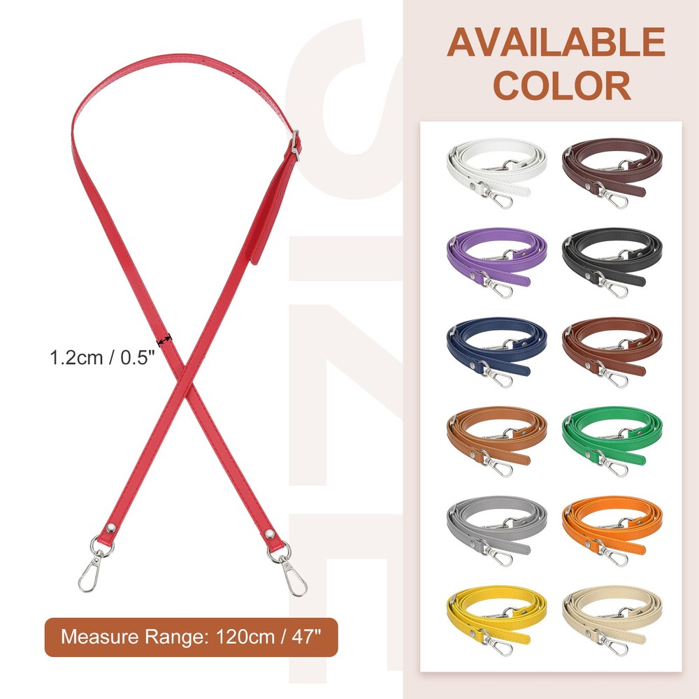 47" Adjustable PU Leather Purse Strap with Silver Hardware Red