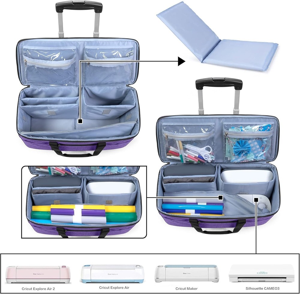 Carrying Storage Case Rolling Cart for Cricut Maker Explore Air Die-Cut Machine