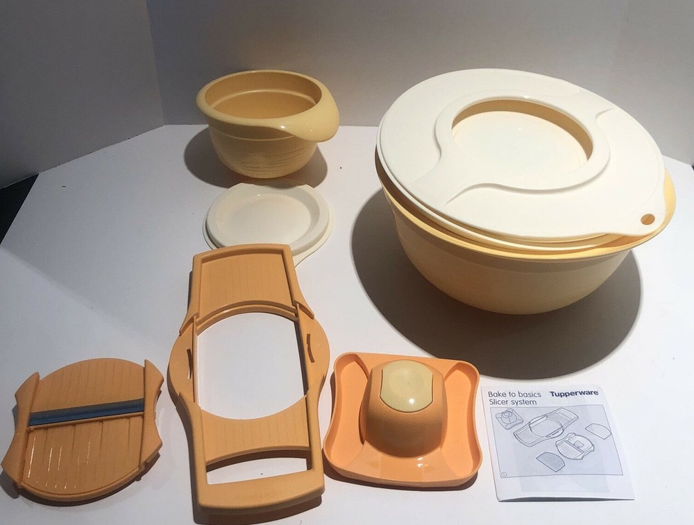 Tupperware Basic Slicer System Set with Mixing Light Orange Bowls New