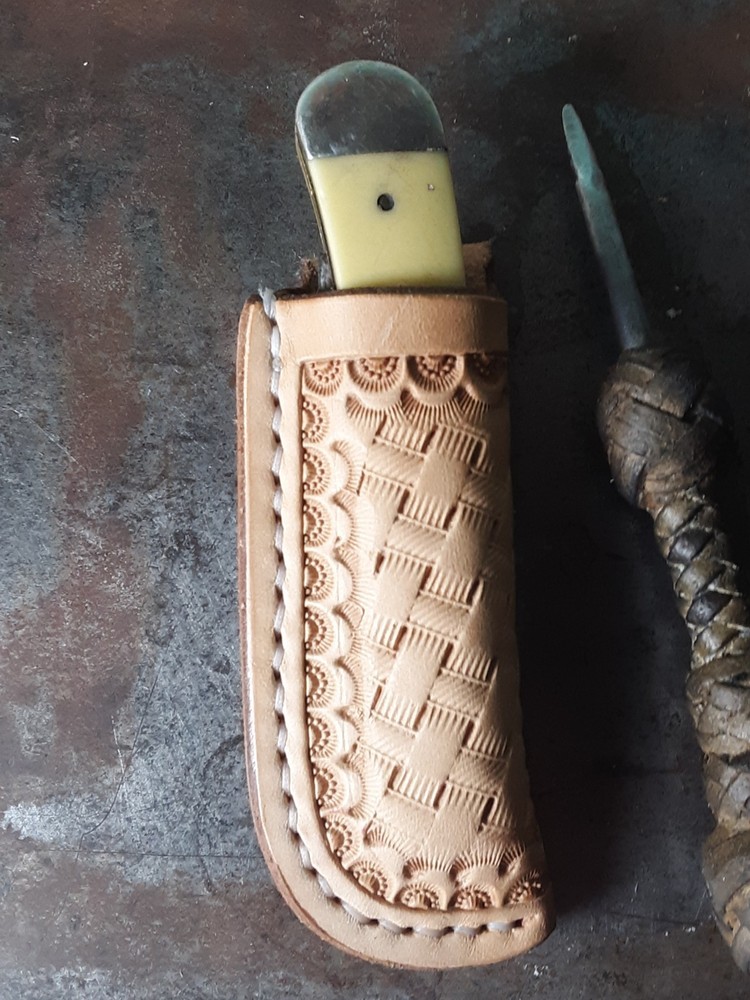 Leather Knife Sheath For A Two Blade Folding  Case Trapper Knife