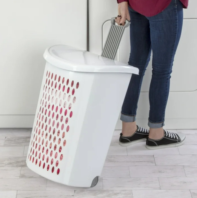 Sterilite Ultra™ Wheeled Hamper, Plastic Laundry Hamper with Handle