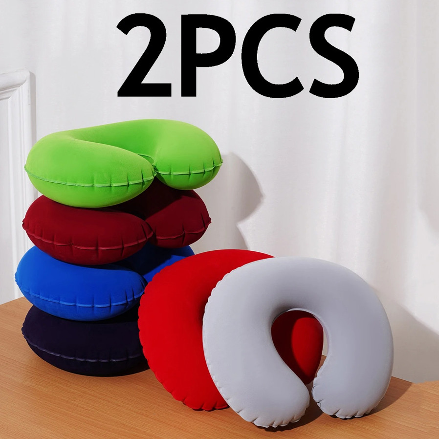2pcs Inflatable U-Shaped Travel Neck Pillows – Portable & Folding Design - NEW