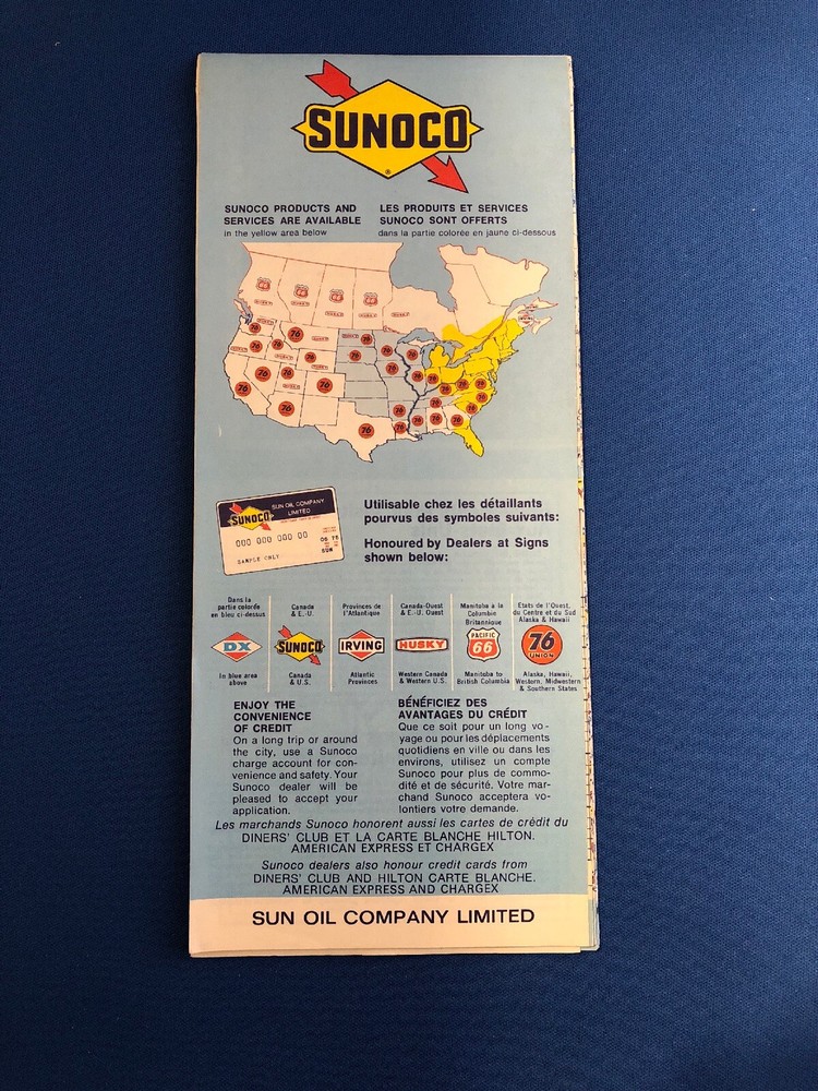 Vintage 72-73 Quebec Sunoco Road Map