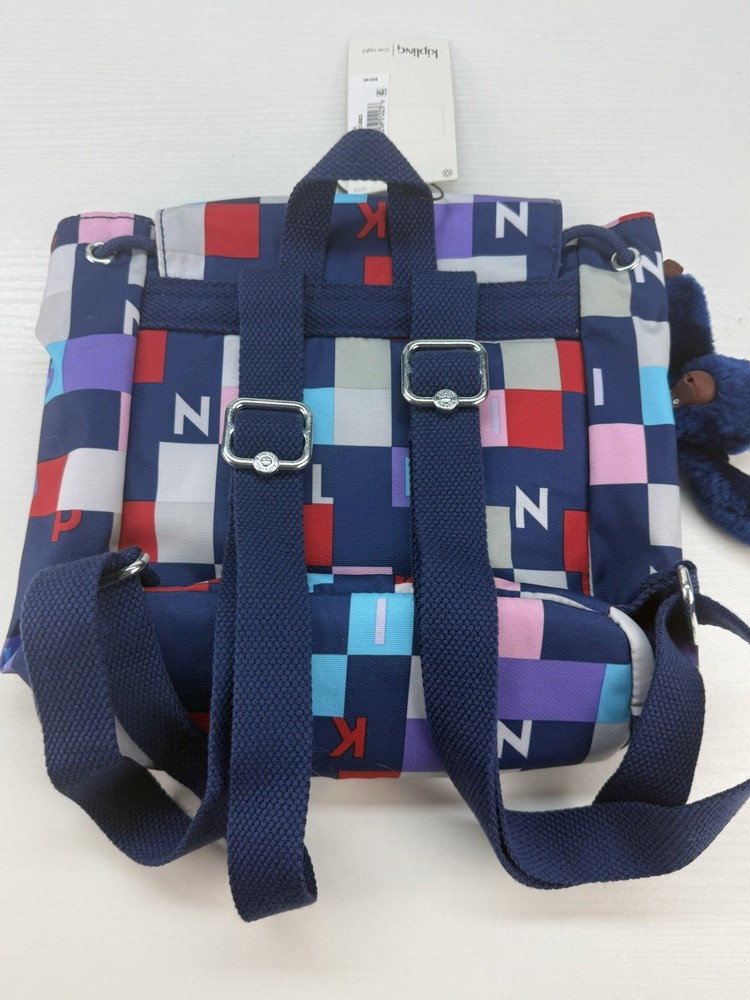 Kipling Kaylin Mini Backpack NWT Multicolor Kipling Cubed Monkey Charm