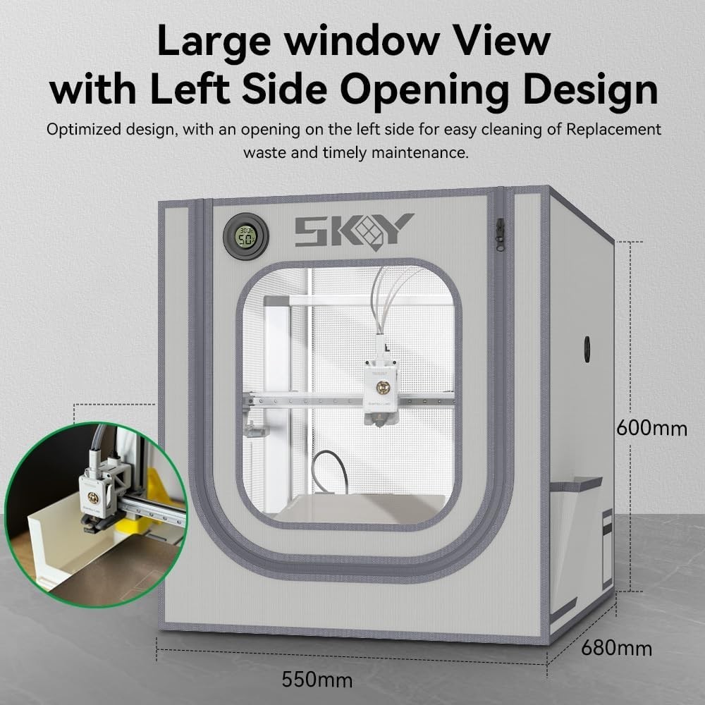 Bambu Lab A1 3D Printer Enclosure LED Light Hygrothermograph Fireproof Dustproof