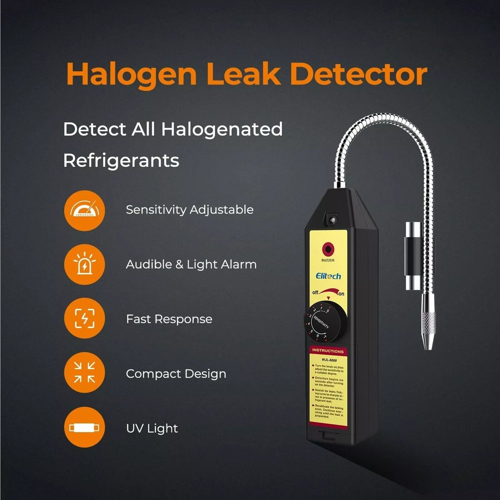 6000UV Updated Refrigerant Halogen Leak Detector HVAC Freon Tester