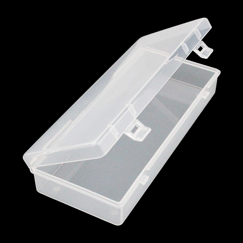 6 Pack Rectangular Clear Plastic Storage Containers Box with Hinged Lid for Bead