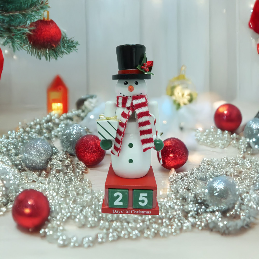 St. Nicholas Square Wood Nutcracker Countdown Decor - Snowman Design
