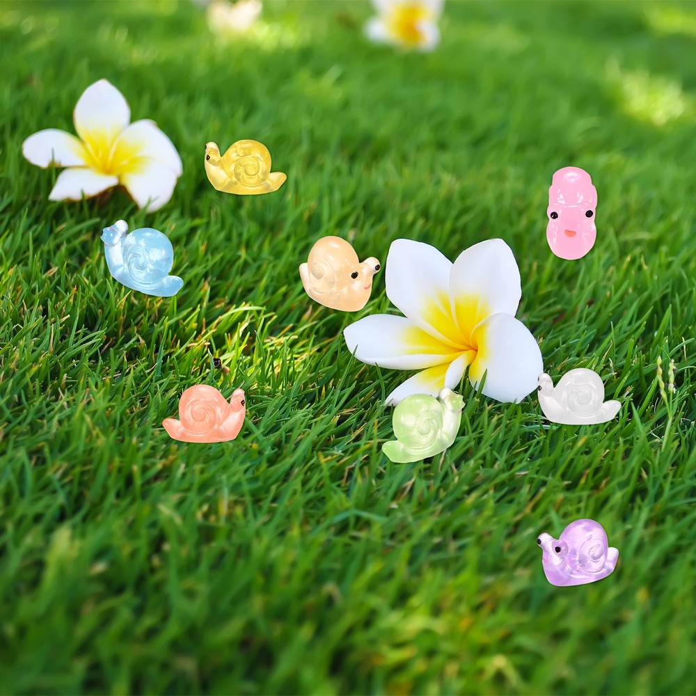 20-Pack Luminous Mini Resin Snail, Tiny Snail Figurines [Multicolor]