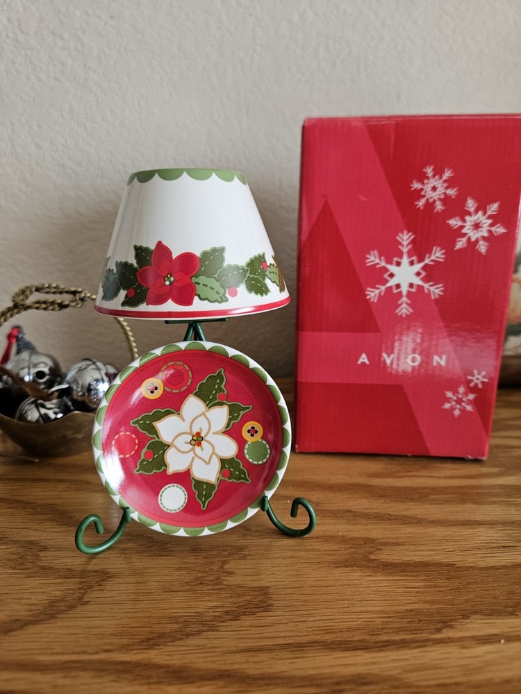 Avon Very Merry Tealight Holder Poinsettia Pattern Original Packaging