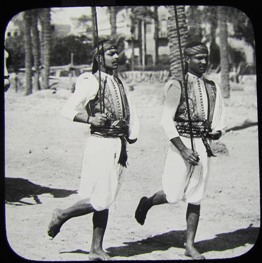 Glass Magic Lantern Slide RUNNERS C1900 EGYPT