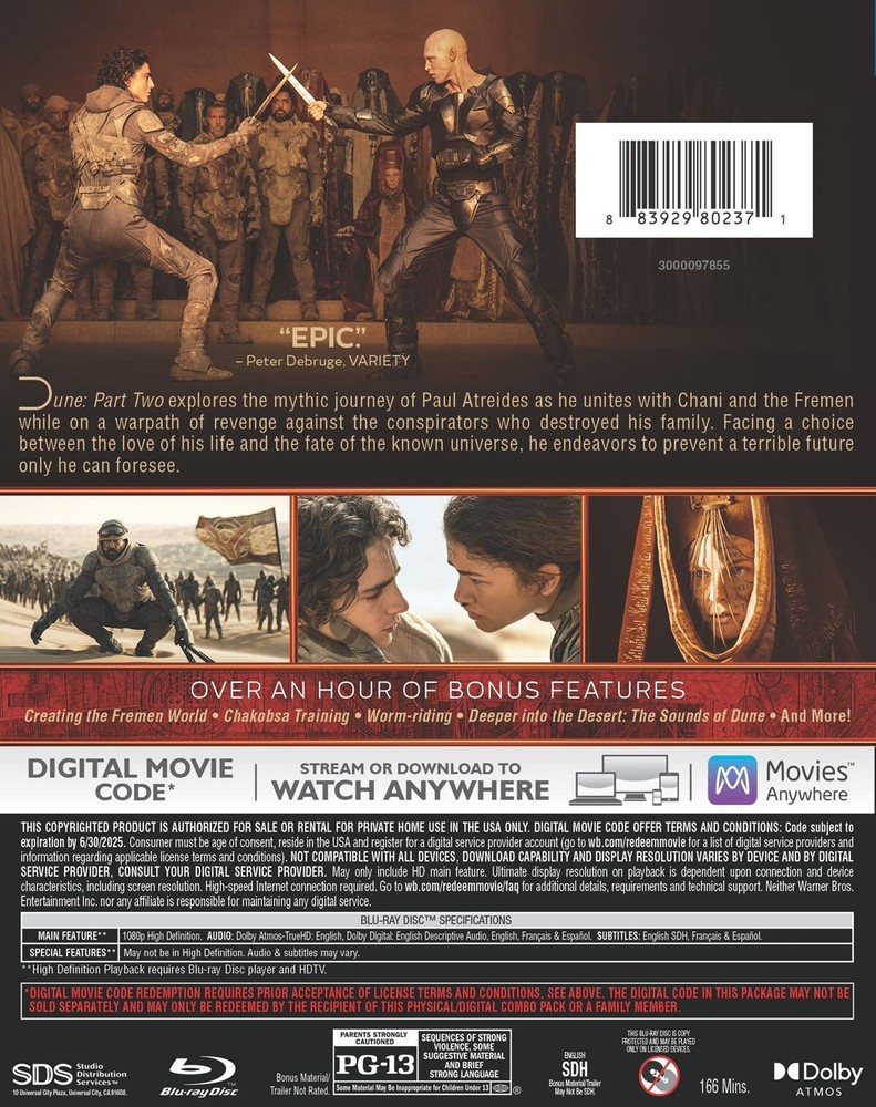 Dune Part Two Blu-ray NEW ( Dune Part 2)