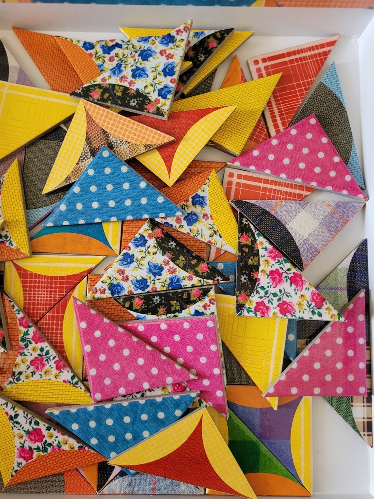 Eeboo Patchwork Design Tiles 64 Double Sided Pcs & Tray **COMPLETE