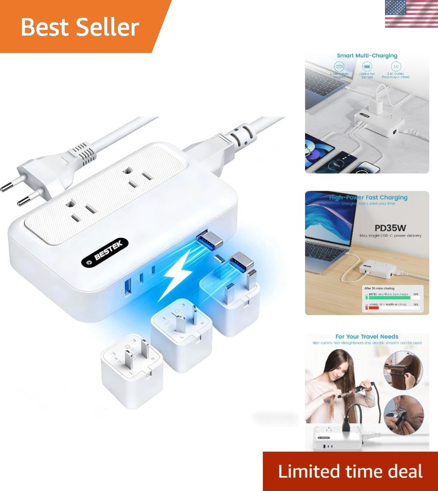 Efficient 220V to 110V Converter for Hair Tools with Multi-Plug Adaptability