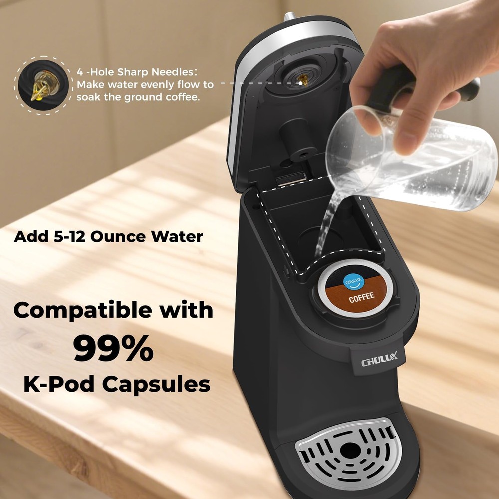 Single Serve Coffee Maker for Capsule and Ground Cup Machine Black