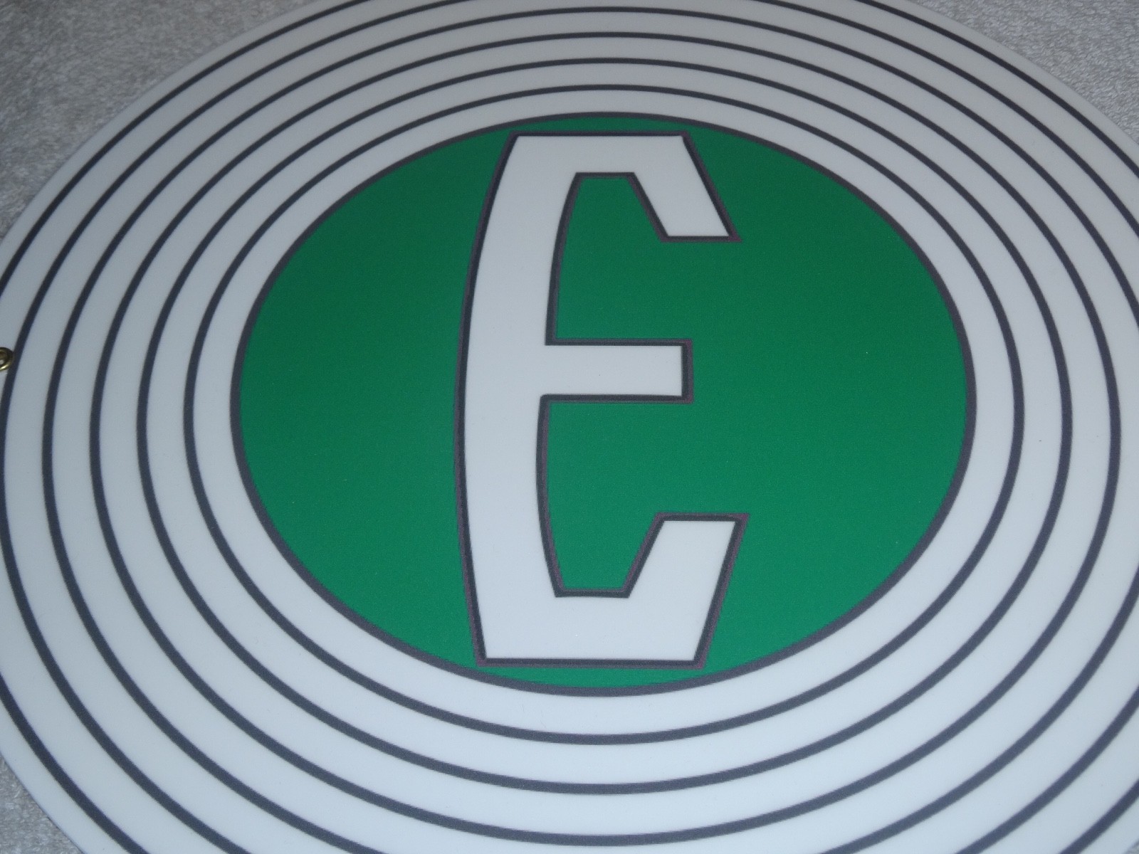 VINTAGE FORD "E" EDSEL 11 3/4" PORCELAIN METAL CAR, TRUCK, GASOLINE & OIL SIGN E