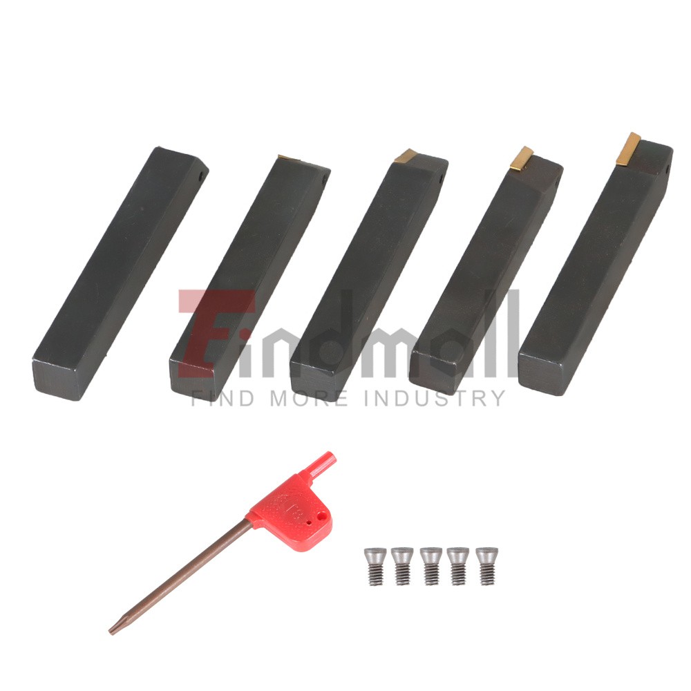 5 Pack 3/8" Lathe Indexable Carbide Insert + Turning Tooling Bit Holder Set New