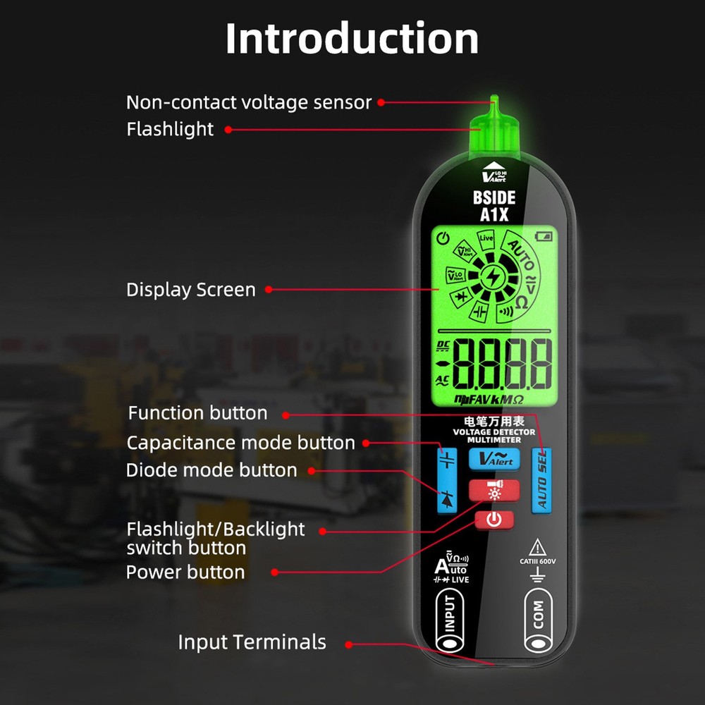 Smart Digital Multimeter Tester AC DC Voltage Rechargeable Electrical VoltmeteMN