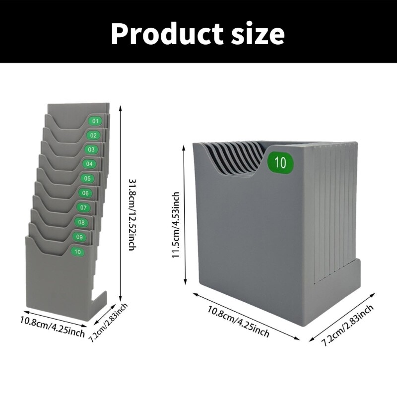 Time Card Holder Stand for Efficient Attendance Management with 10 Pocket Slots