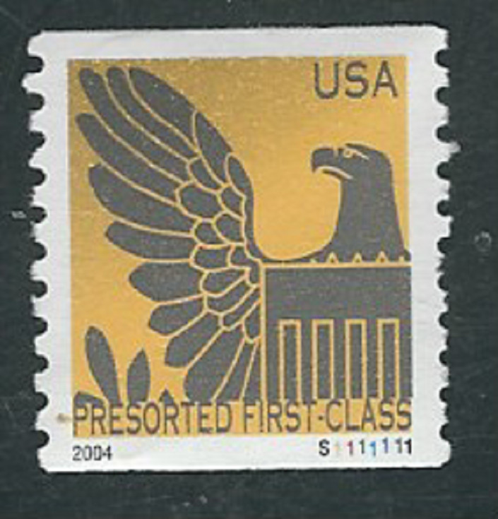 Scott #3844...(25) Cent...Grey Eagle Over Gold...2 Stamps..."2004"