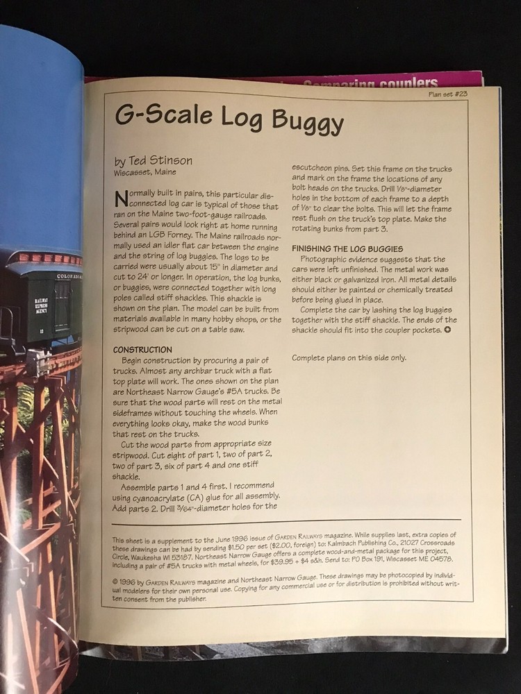 Garden Railways Magazine June 1996 With Plan Set