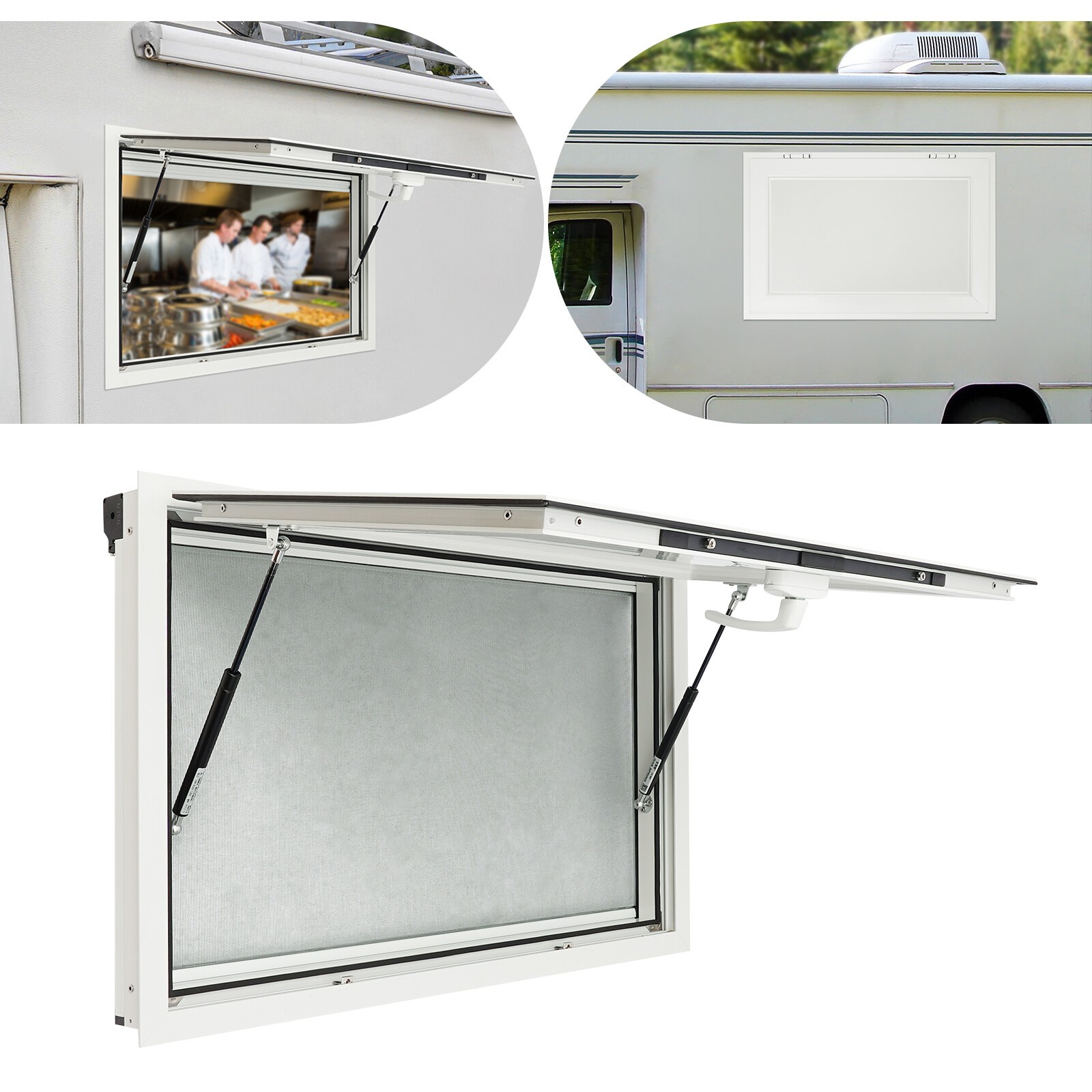 85° Rectangular Service Window For Food Trucks Serving Window 35 Inch*23 Inch