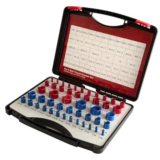 48PCS Nut and Bolt Thread Checker, 25 SAE & 23 Metric Box Kit Thread 48pcs