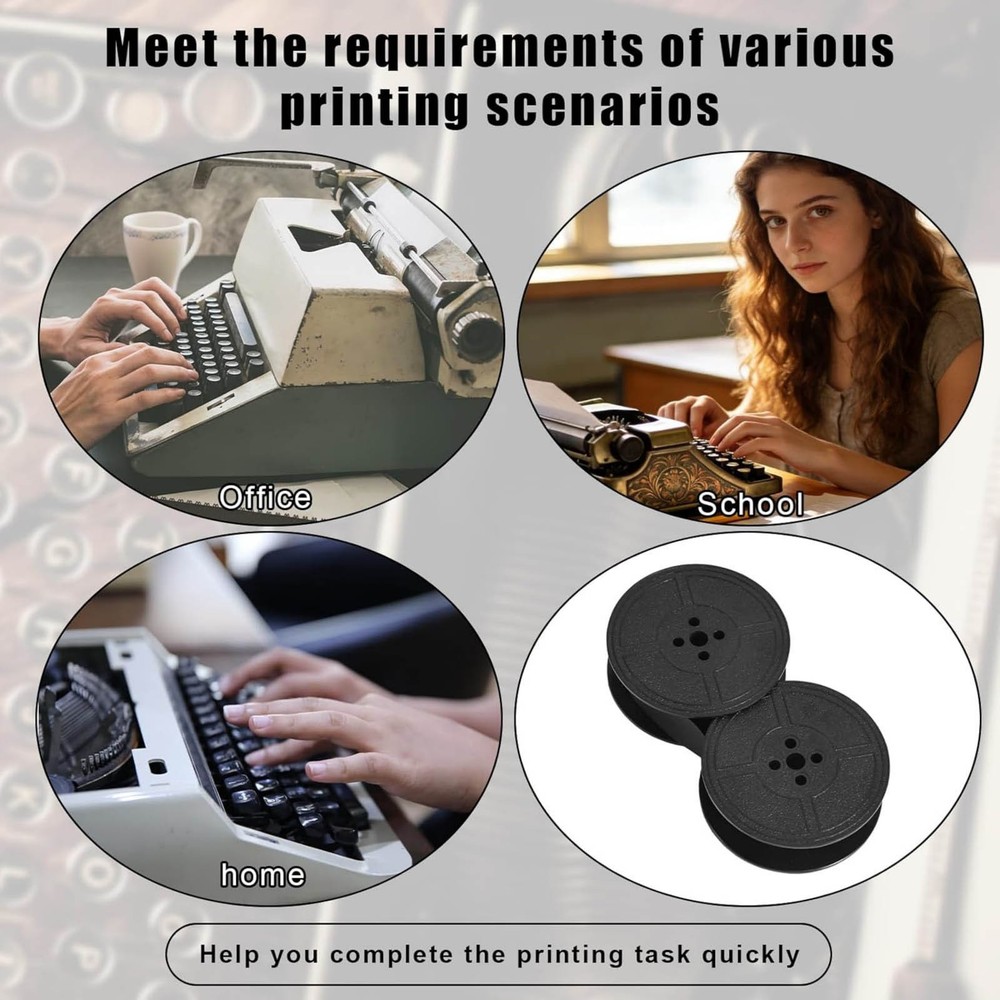 2 Pack Universal Typewriter Ribbon Twin Spool Replacement for Most Typewriters