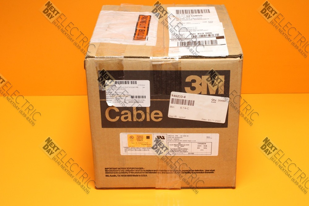 3M, 3759/40, Round Jacketed Flat Cable Wire Cooper 100ft 40 Conductor PVC