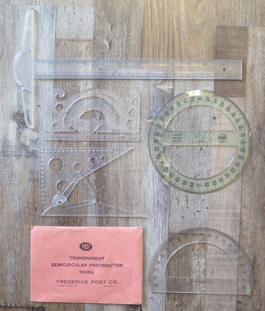 Protractor lot Frederick Post Pickett Circular 6360 T Square Drafting tools