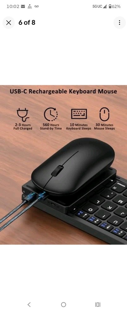 Foldable Keyboard and Mouse, Folding Bluetooth Keyboard Combo, 2.4G + BT5.0 x...