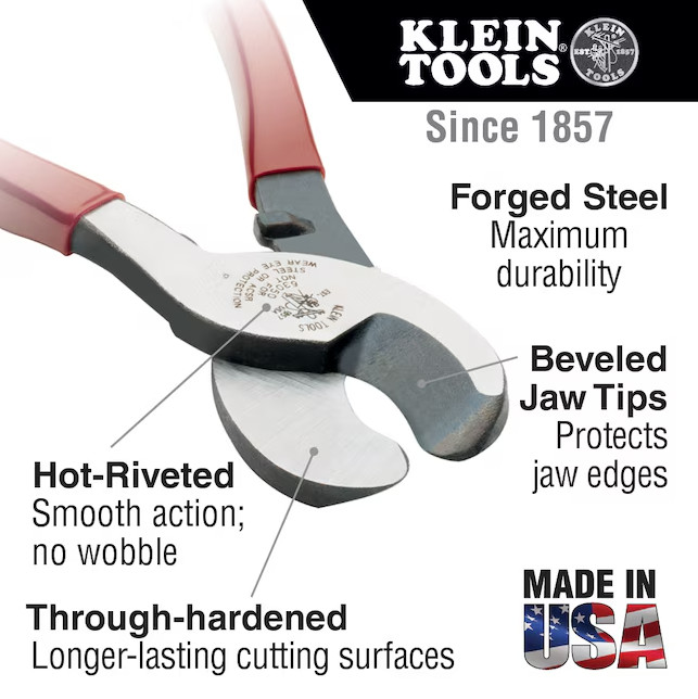 Klein Tools Cable Cutter High-Leverage Heavy Duty Wire Cutting Tool