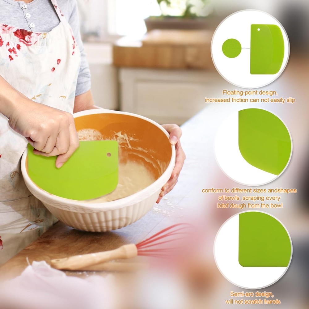 3 Pieces Food Dough Scraper, Plastic Multi - Purpose Kitchen Pastry Cutting Tool
