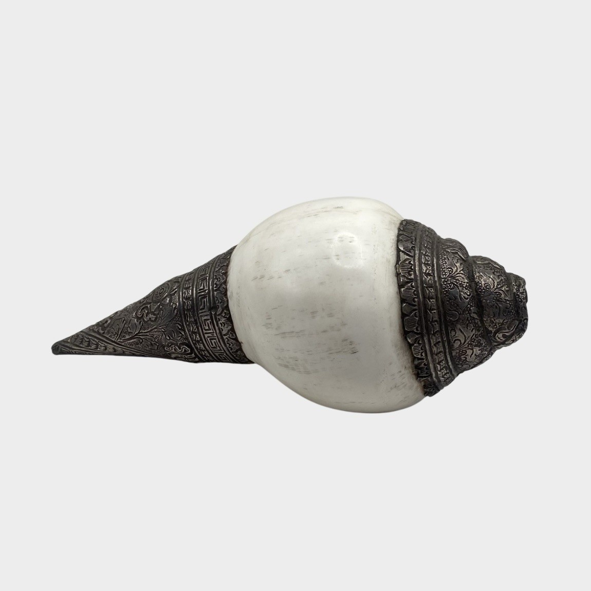 Antique Tibetan Buddhist Silver Conch Shell Ritual Shankha