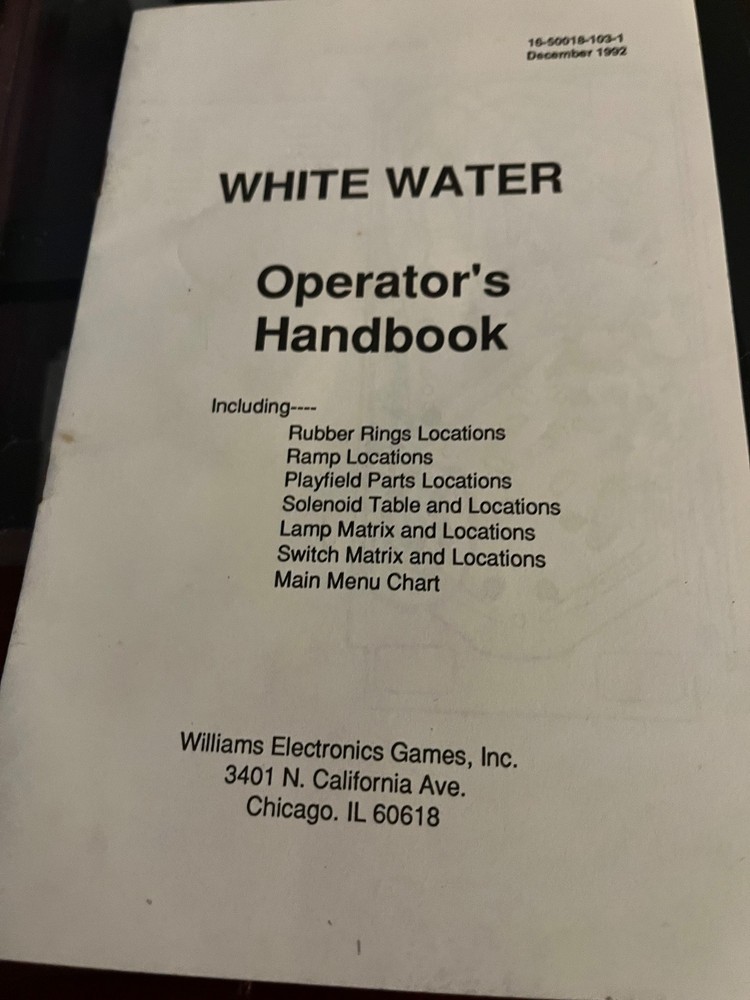 Whitewater Pinball Operator Handbook