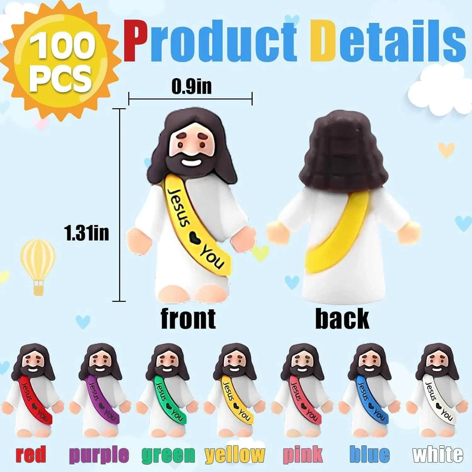 100 Pack Little Jesus Figures Loves You, Tiny Mini Jesus Figurines in Bulk