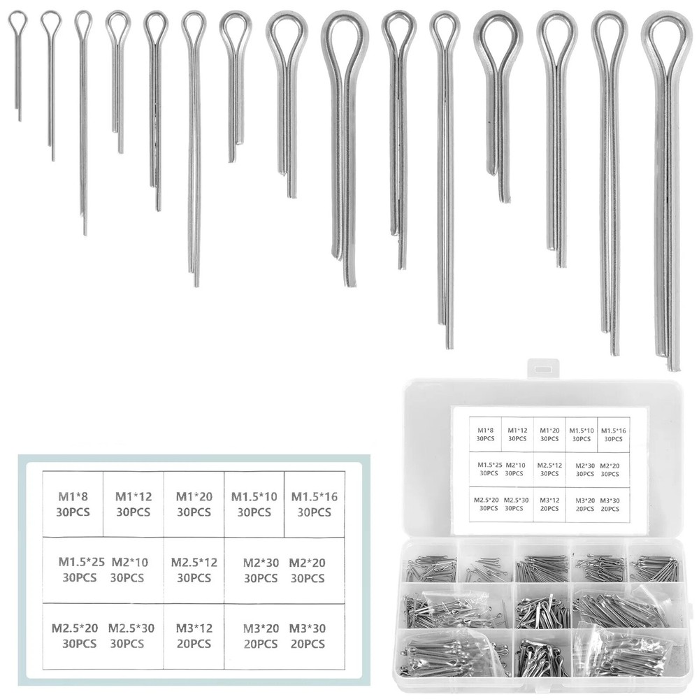 420pcs Stainless Steel Cotter Pin Split Pins Assortment Set Value Kit M1-M3
