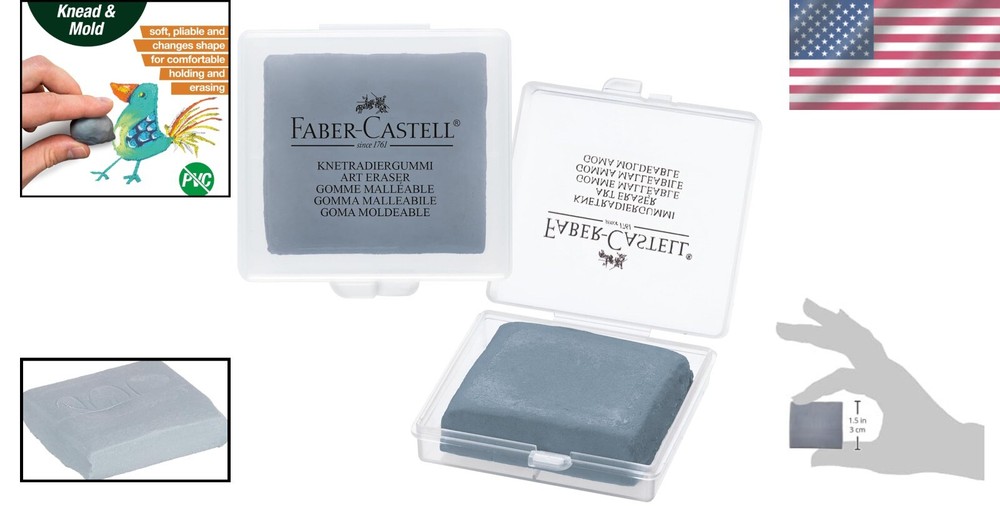 Versatile Grey Kneaded Eraser with Storage Case - Ideal for Drawing & Sketching