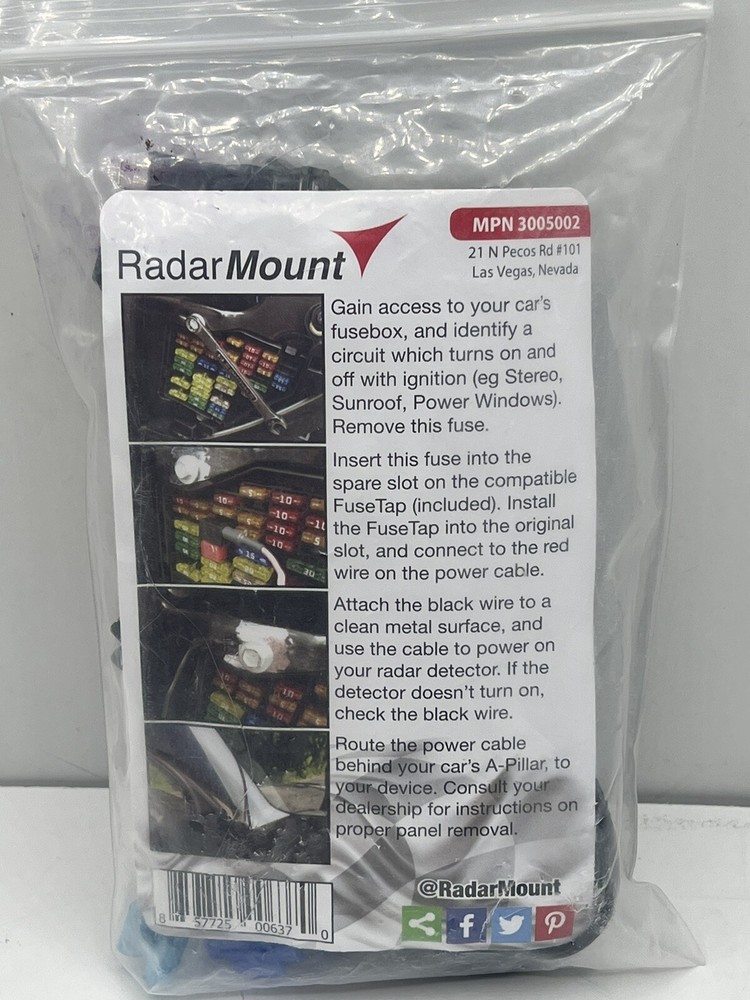 Radar Mount Hardwire Power Cord 3005002