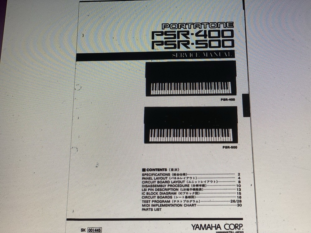Yamaha Psr-450 Service Manual Digital