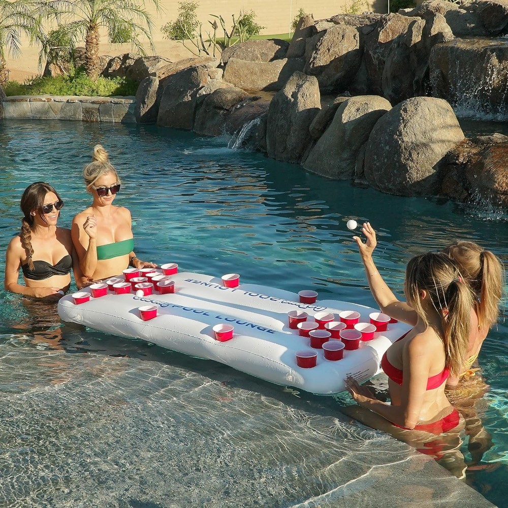Ultimate 6' Pool Lounge Inflatable Beer Pong with Quick Inflate Features