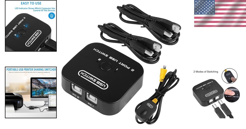 USB Printer Sharing KVM Switch - Automatic Driverless Device Sharing System