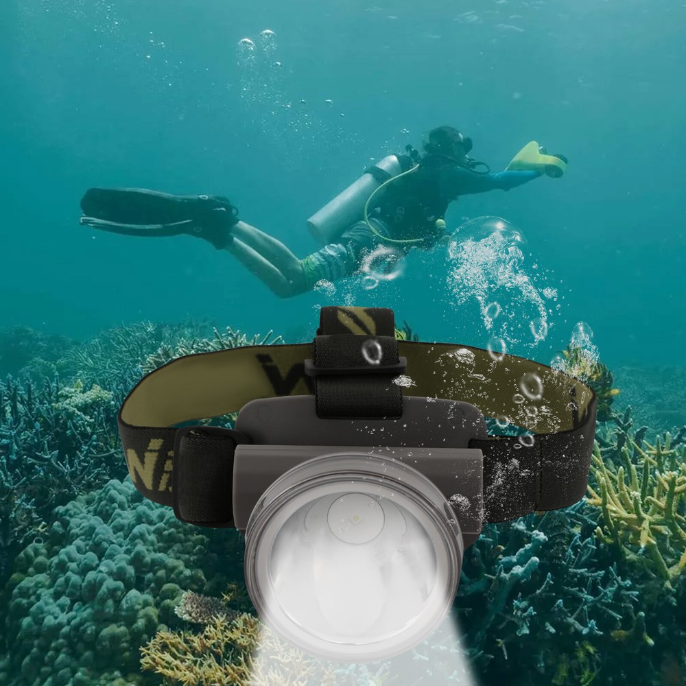 Waterproof Headlight 90°adjustable Diving Headlamp Night Fishing Light